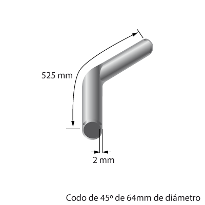 Medidas del Tubo de aluminio codo de 76mm de diámetro