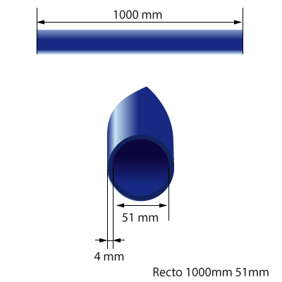 Medidas del manguito de silicona de 51mm de diámetro interno y 1000mm de longitud