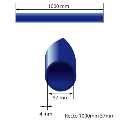 Medidas del manguito de silicona de 57mm de diámetro interno y 1000mm de longitud