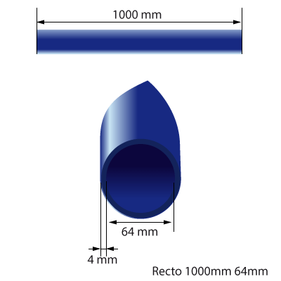 Medidas del manguito de silicona de 64mm de diámetro interno y 1000mm de longitud