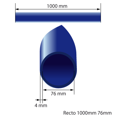 Medidas del manguito de silicona de 76mm de diámetro interno y 1000mm de longitud