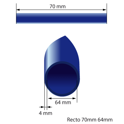 Medidas del manguito de silicona de 64mm de diámetro interno y 70mm de longitud