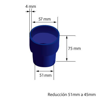 Medidas del manguito reductor de silicona de 51mm a 45mm de diámetro interno