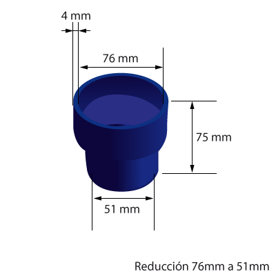 Medidas del manguito reductor de silicona de 76mm a 51mm de diámetro interno