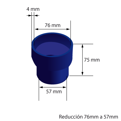 Medidas del manguito reductor de silicona de 76mm a 64mm de diámetro interno