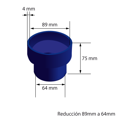 Medidas del manguito reductor de silicona de 89mm a 64mm de diámetro interno